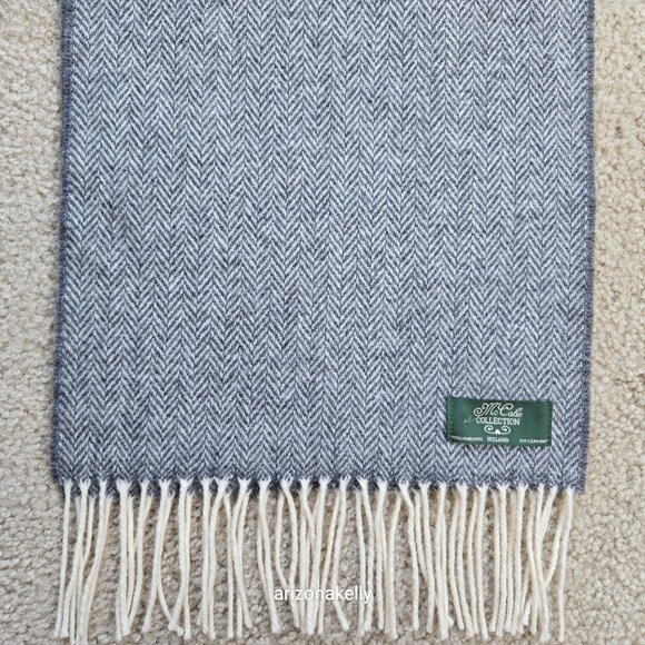 NWOT McCabe Collection Lambswool Scarf 100% Wool Grey Herringbone Ireland - Picture 12 of 12